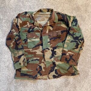 US Military Woodland Camo BDU Ripstop Field Jacket Large Regular